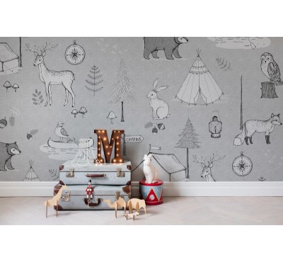 Фотообои Rebel Walls - Camping Trip, Grey - R15312 