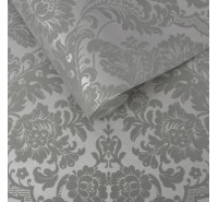 Обои флизелиновые Graham&Brown Established - Gothic Damask Flock Grey Silver Wallpaper 104564 Обои флизелиновые Graham&Brown Established - Gothic Damask Flock Grey Silver Wallpaper 104564