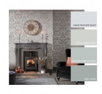 Обои флизелиновые Graham&Brown Established - Gothic Damask Flock Grey Silver Wallpaper 104564 Обои флизелиновые Graham&Brown Established - Gothic Damask Flock Grey Silver Wallpaper 104564